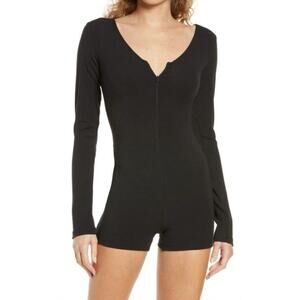 Alo Yoga Keep It Sleek Long Sleeve Ribbed Romper Bodysuit Size XS/S